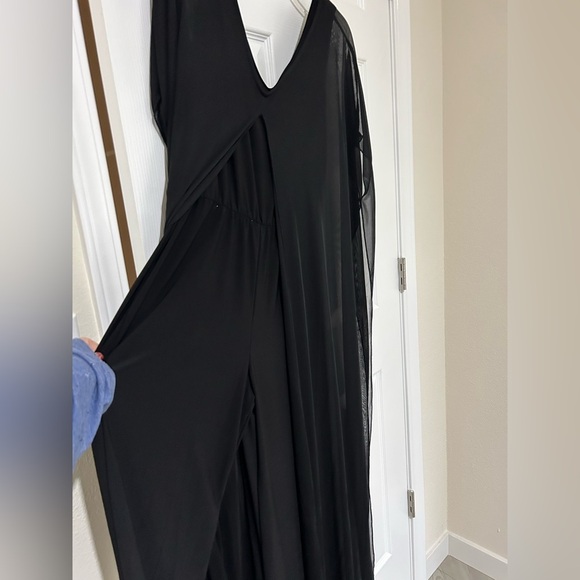 New Studio Ey Fluid black sheer overlay pantsuit Jumpsuit sz medium - Picture 5 of 8